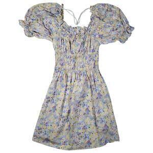 Levi’s Verenne Floral Puff Sleeve Off Shoulder Mini Dress Womens L Cottagecore